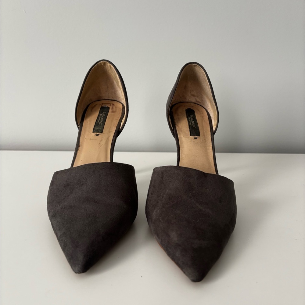 Zara Grey Pointed Toe Heels